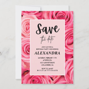 Elegant 96th birthday Floral Rose Save the date  Invitation