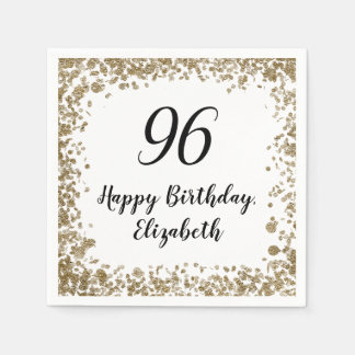 Elegant 96th Birthday Napkins With Gold Sequins