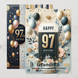 Elegant 97th Birthday Card - Personalized Happy