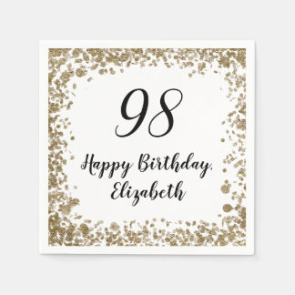 Elegant 98th Birthday Napkins With Gold Sequins