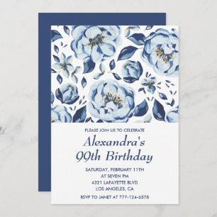 Elegant 99th birthday invitations Floral Vintage