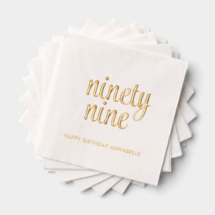 Elegant 99th Birthday Modern Gold Foil Napkins
