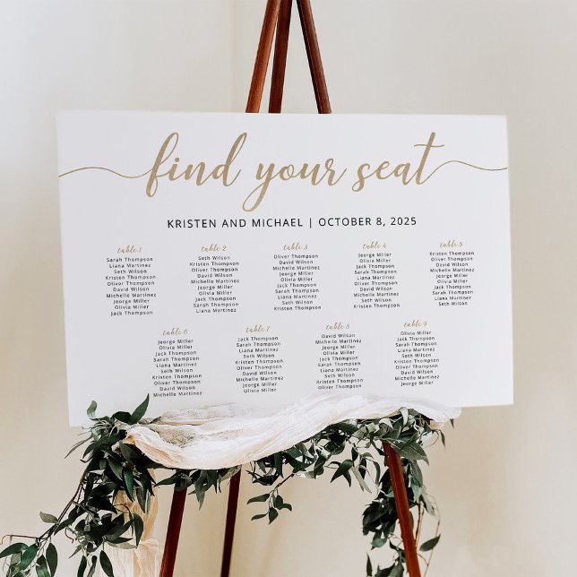 Elegant 9 Tables Find Your Seat Seating Chart (Creator Uploaded)