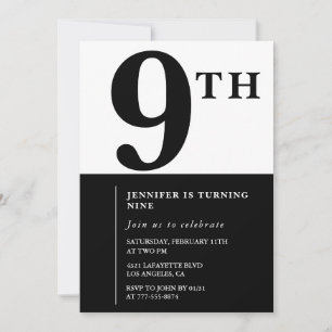 Elegant 9th birthday invitation Black Chic Girl