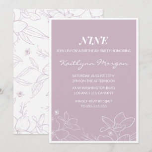 Elegant 9th birthday invitations Modern Floral