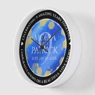 Elegant 9th Lapis Lazuli Wedding Anniversary Clock