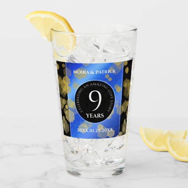 Elegant 9th Lapis Lazuli Wedding Anniversary Glass (Front Ice)