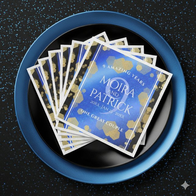 Elegant 9th Lapis Lazuli Wedding Anniversary Napkin (Elegant 9th Lapis Lazuli Wedding Anniversary Napkins Cover Photo)