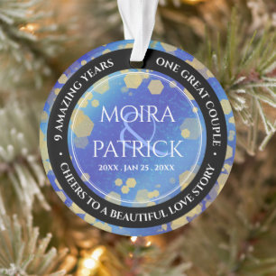 Elegant 9th Lapis Lazuli Wedding Anniversary Ornament