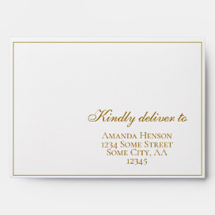 Elegant A7 Golden Script Return Address Wedding Envelope