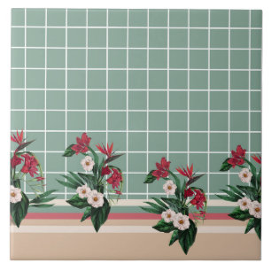 Élégant à motifs floraux à carreaux 