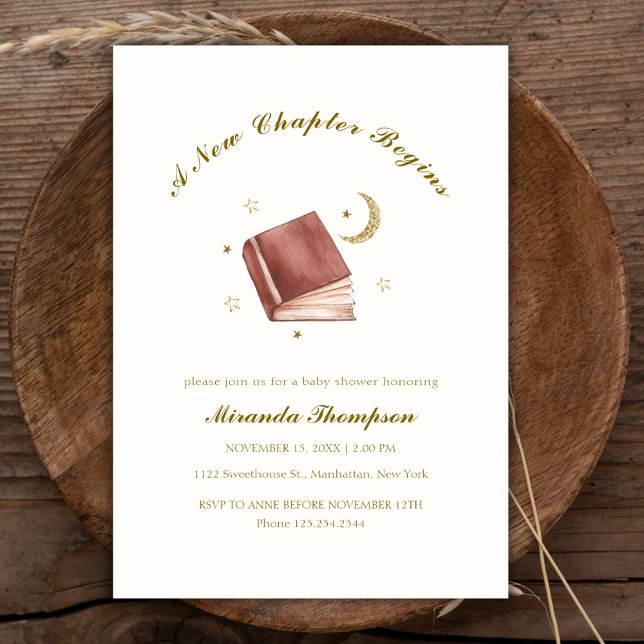 Elegant A New Chapter Begin Moon Star Baby Shower  Invitation (Elegant A New Chapter Begin Moon Star Baby Shower Invitation)