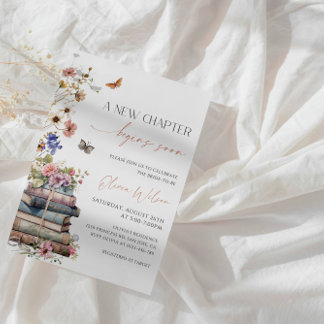 Elegant "A New Chapter Begins Soon" Bridal Shower Invitation