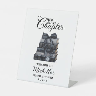 Elegant A New Chapter Bridal Shower Tabletop Pedestal Sign