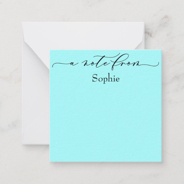 Elegant "A Note From" in Simple Aqua Card (Front)