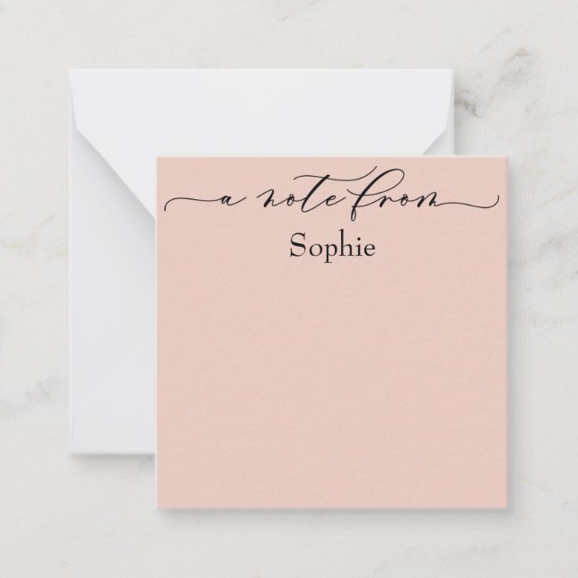 Elegant "A Note From" in Simple Blush Pink Card (Front)