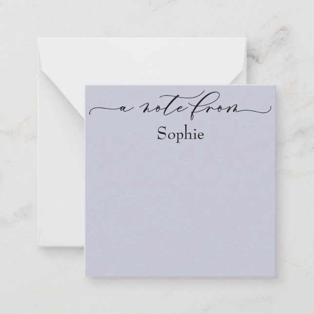 Elegant "A Note From" in Simple Dusty Blue Card (Front)