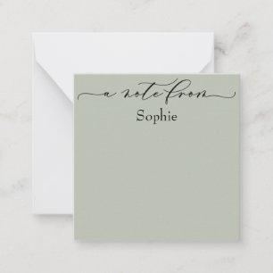 Elegant "A Note From" in Simple Sage Green Card