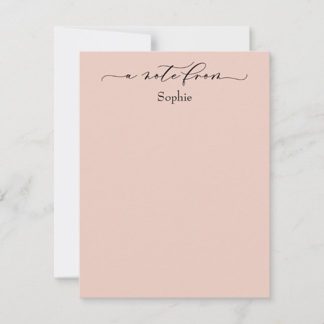 Elegant "A Note From" Simple Blush Pink Card (Front)