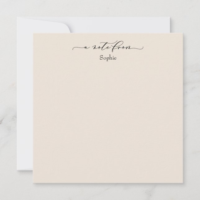 Elegant "A Note From" Simple Card in Cream (Front)