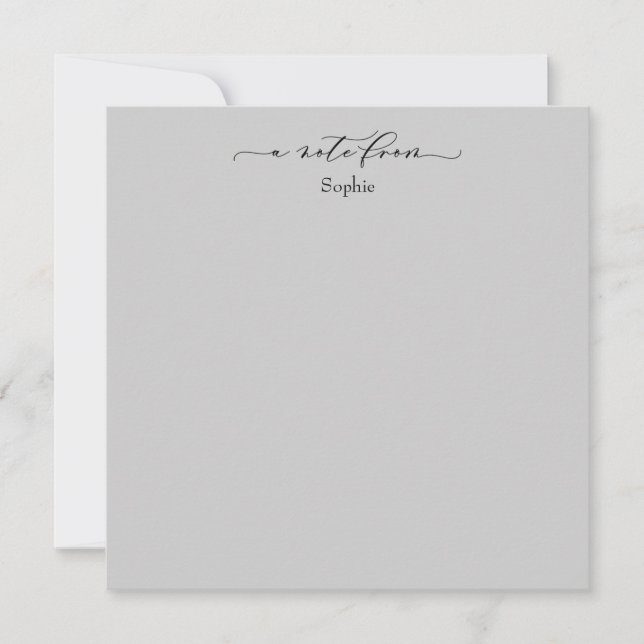 Elegant "A Note From" Simple Card Light Grey (Front)