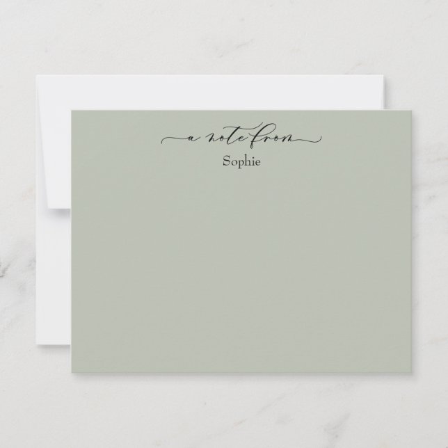 Elegant "A Note From", Simple in Sage Green Card (Front)