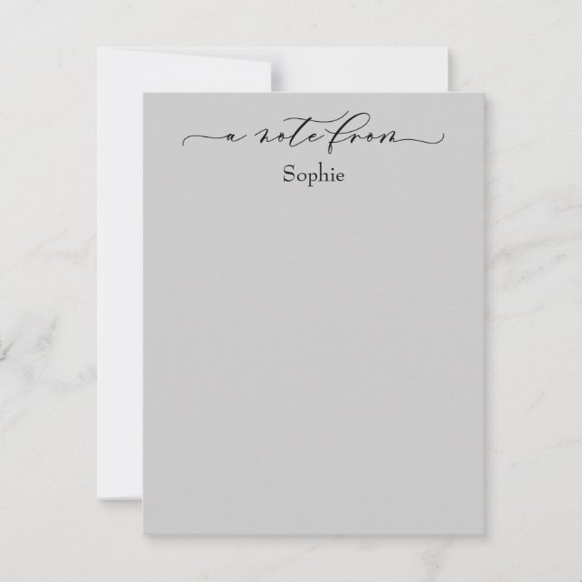 Elegant "A Note From" Simple Light Grey Card (Front)