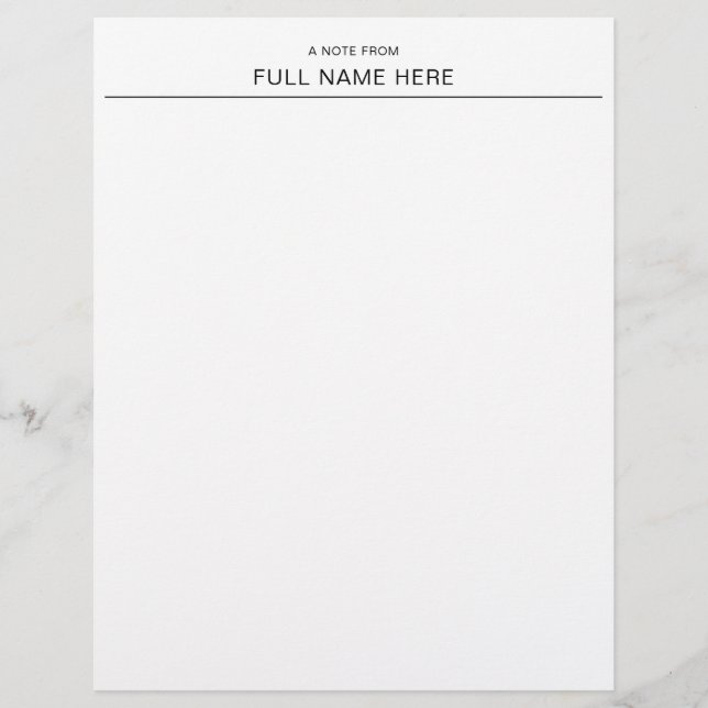 Elegant A Note From You Personalized Letterhead (Front)