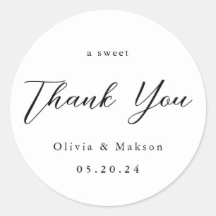 Elegant A Sweet Thank You Wedding Favour Classic  Classic Round Sticker