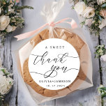 Elegant A Sweet Thank You Wedding Favour  Classic Round Sticker<br><div class="desc">Elegant A Sweet Thank You Wedding Favour Classic Round Sticker.</div>
