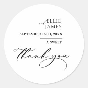 Elegant A Sweet Thank You Wedding Favour Classic Round Sticker