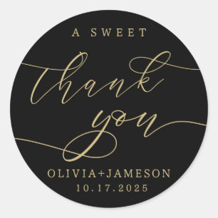 Elegant A Sweet Thank You Wedding Favour   Gold Classic Round Sticker