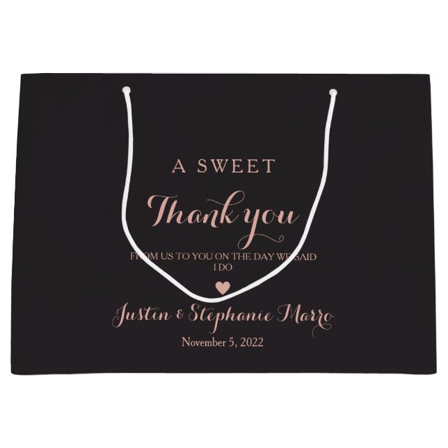 Elegant A Sweet Thank you Wedding Personalized Large Gift Bag (Front)