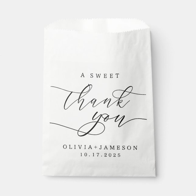 Elegant A Sweet Thank You Wedding Script Favour Bag (Front)