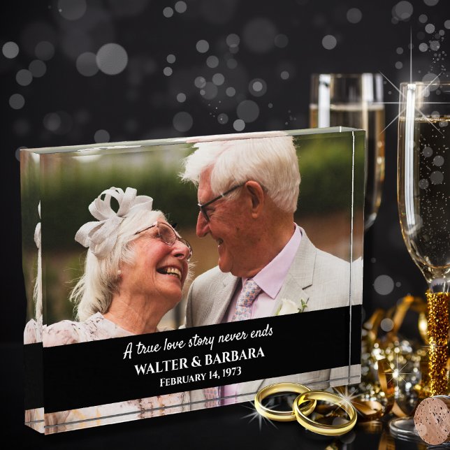 Elegant A True Love 50th Wedding Anniversary Gift Photo Block (Creator Uploaded)