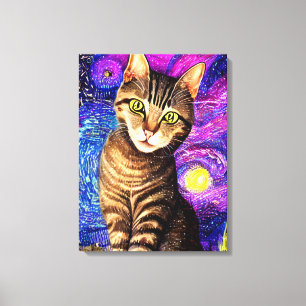Elegant Abstract Airbrush Cat Canvas Print