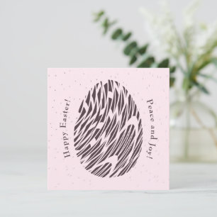 Elegant Abstract Art Modern Easter Egg Pink Wenge Holiday Card