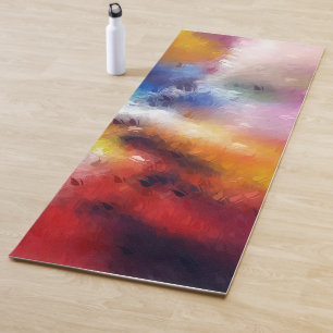 Elegant Abstract Art Template Red Orange Yellow Yoga Mat