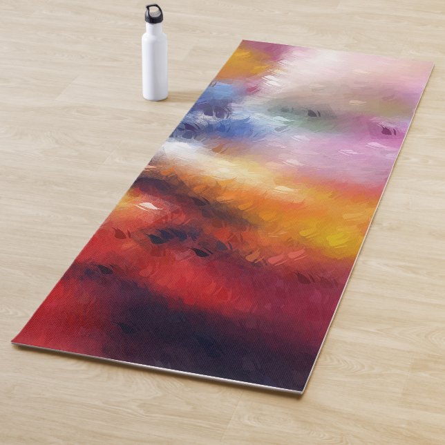 Elegant Abstract Artwork Template Red Orange Yoga Mat (In Situ)