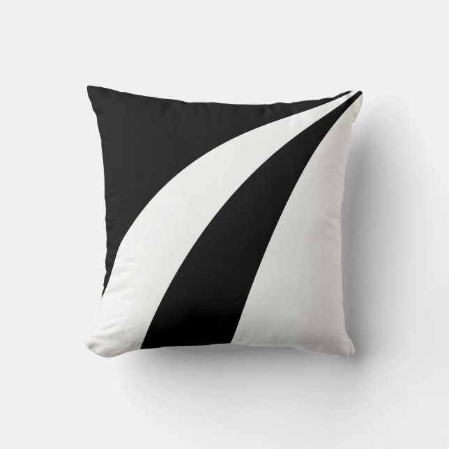 Elegant abstract black and white waves throw pillow (Front)