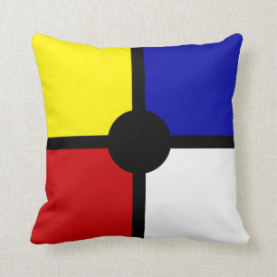 Elegant Abstract Black, Blue, Red, Yellow & White Throw Pillow