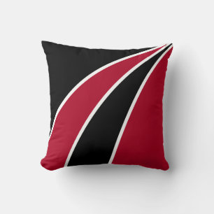 Elegant abstract black, white & burgundy red waves throw pillow