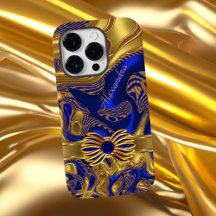 Elegant Abstract Blue Gold Bow trim