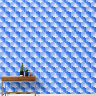Elegant Abstract Blue Grey White Geometric Pattern Wallpaper