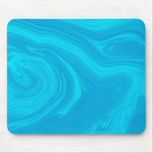 Elegant Abstract Blue Liquid Marble Artwork   Mouse Pad