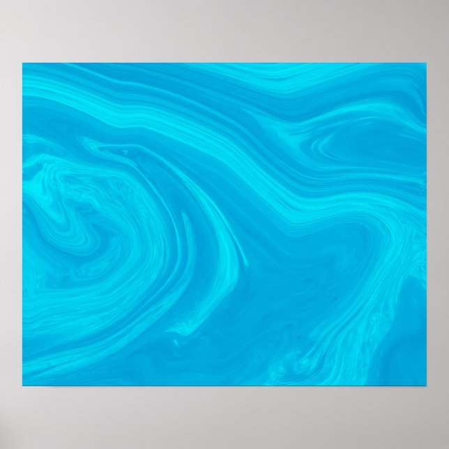 Elegant Abstract Blue Liquid Marble Artwork | Poster (Front)