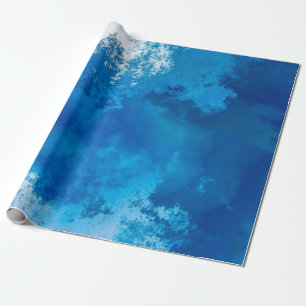 Elegant Abstract Blue Ocean Waves Acrylic Art   Wrapping Paper