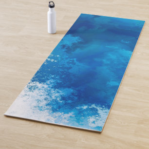 Elegant Abstract Blue Ocean Waves Acrylic Yoga Mat
