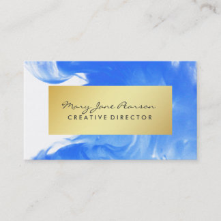 Elegant Abstract Blue Watercolor Brushstrokes Business Card