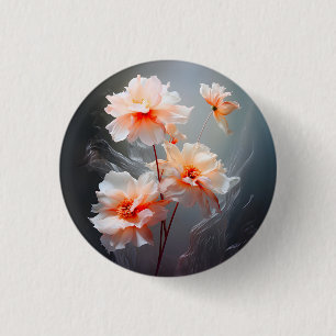 Elegant Abstract Blush Flower Misty Flow 1 Inch Round Button
